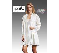 ANDRA 4011 Kimono + mini sottoveste spalla stretta in raso e pizzo made in Italy