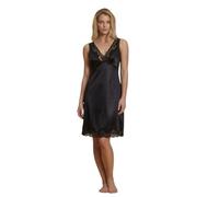 ANDRA Lingerie Sottoveste Donna con Scollo a V e Pizzo Elegante, Spalline Larghe, Anti-Piega, Comfort e vestibilità Classica(Nero,5)