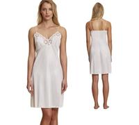 ANDRA Sottoveste Spallina Sottile Ricamata in Raso (IT, Testo, L, Regular, Regular, Bianco/Seta)