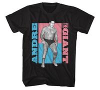 Andre The Giant - Colore Blocchi - American Classici - Solido Nero Adulto Corto