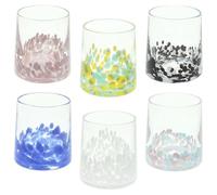 Andrea Fontebasso 1760 Set di 6 Bicchieri in Vetro Veneziano Multicolore, 300cc, Decorazione a Macchie Colorate