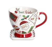ANDREA FONTEBASSO 1760 Set Tazza con piatto quadrato Let It Snow New Bone China Multicolor Linea New Milk&Coffee