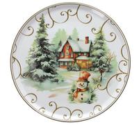 Andrea Fontebasso | Piatto Panettone cm 31 Cinzia Pupazzo di Neve Porcellana Multicolor