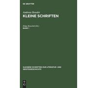 Andreas Heusler: Kleine Schriften. Band 1 (Copertina rigida)