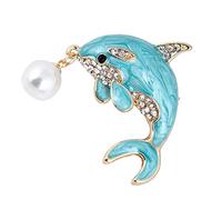 ANDRESLAD 1 Pc Spilla Delfino Arredamento Dei Delfini Arredamento Di Perle Spilla Da Donna Chic Finiture in Strass Spilla Per Da Donna Spille Di Perle Da Donna Placcatura: Oro Kc Blue