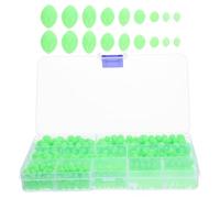 ANDRESLAD 1 scatola Perline da Pesca Fluorescenti in Plastica Ovali e Rotonde per Esche Brillanti in Acqua Profonda Kit Completo per Pesca Notturna e Stop Filo Visibilità Estesa e