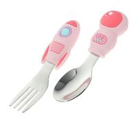 ANDRESLAD 1 Set utensili per bambini per bambini luce forcone mini tronchese per cuticole argenteria per bambini Forchetta cucchiaio autoalimentante per bambino Acciaio inossidabile rosa