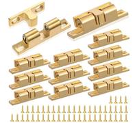 ANDRESLAD 12 Pezzi Chiusure a Sfera in Lega di Zinco per Ante Armadietti, Fermo a Sfera Regolabile Molle, Installazione Viti per Mobili come Cassetti e Armadi, Finitura Dorata Resistente