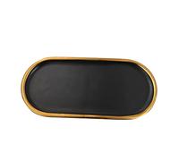 ANDRESLAD 1pezzi Vassoio Portagioie in Ceramica Nero Piccolo Adorabile Portaoggetti Per Gioielli e Accessori Piatto Decorativo Multiuso Per Gioielli e Dolci Organizzatore Elegante Per Comò e