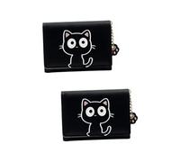 ANDRESLAD 2 Pz portafoglio ragazza gattino portacarte portatessere gabs portafogli wallet mini portafoglio piccolo da donna portamonete da donna buste per borsetta borsa pu Black