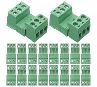 ANDRESLAD 20 pezzi Connettori Femmina Spina Rapida per Cablaggio Morsettiera Pcb Verde per Alimentazione e Messa Terra Blocco Terminale Modulare Salvaspazio per Installazioni Compatte