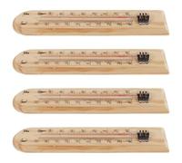 ANDRESLAD 4 Pezzi Termometro da Parete in Legno con Scala Doppia - - per Interni ed Esterni Termometro per Cantina e Fermentazione Misuratore di Temperatura in Pino Naturale per Uso