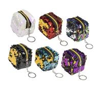 ANDRESLAD 6pezzi Sequin Purse Cubic Zipper Wallet Portamonete Per Ragazze e Multifunzionale Per e Speciali