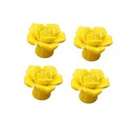ANDRESLAD Maniglie per Mobili a Forma di Rosa in Ceramica Gialla, Pomelli per Cassetti e Armadi Decorativi, Set da 4 Pezzi per Arredamento Casa e Camerette Ragazzo Ragazza