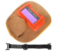ANDRESLAD Maschera Saldatura in Pelle di Mucca con Lente Autoscurante Casco Protettivo Resistente e Confortevole per Saldatori Ampia Visuale e Struttura Durevole per Uso Prolungato