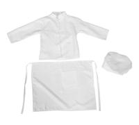 ANDRESLAD Set da Forno per Grembiule Bianco a Maniche Lunghe, Cappello da Chef e Grembiuli per Cucinare Ragazzi, Costume da Chef per Gioco di Ruolo e Attività di Pasticceria per 120 Cm