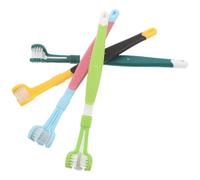 ANDRESLAD Spazzolino da Denti per Cani e Gatti di Taglia Media 4 Pezzi Tripla Testina Spazzolino Orale in Plastica Robusta per Igiene Dentale e Freschezza del Respiro degli Animali