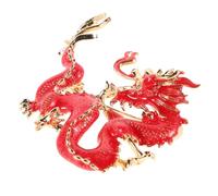 ANDRESLAD Spilla a Forma di Drago in Metallo Vintage Rosso, Spilla a Spillo Decorativa per Abbigliamento Formale Uomo e Donna, Gioiello Simbolico Contro lo Sbiadimento per Zaini e Completi