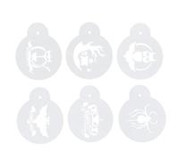 ANDRESLAD Stencil per Caffè in Plastica 6 Pezzi, Modelli Stencil per Decorare Cappuccino e Latte Art, Utensili per Spray Cacao e Cannella, Adatti e Decorazioni Dolci