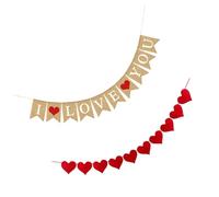 ANDRESLAD Striscione a Forma di Cuore in Lino Bandierine a Coda di Rondine Set da 2 Pezzi per Decorazioni Matrimonio e Feste Banner di Proposta e Festoni Appesi per Atmosfera Romantica