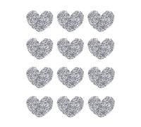 ANDRESLAD Toppe Adesive Brillanti a Forma di Cuore 12 Pezzi, Accessori Fai da Te per Abbigliamento, Decorazioni Tessuto per Giacche, Jeans e Zaini, Patch Riparazione Scintillanti per