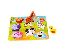 Andreu Toys 921 TKC479 Tooky Toy Chunky Puzzle - Farm EA Wooden Farm-8pcs, Multicolor, 29.5 x 21 x 1.7 cm