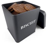 andrew james Scatola per biscotti e biscotti, in metallo stile vintage, con coperchio e manico, ferro verniciato a polvere resistente alla ruggine, 15,5 x 15,5 x 18 cm (grigio)