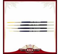 Andrew Mack Brush Set of 4 Size 0-4 Series 444VII The Virus II Scrolling Script Pinstriping Brush with Soft Golden Synthetic Hair by