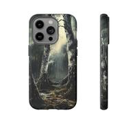 Andriez Betulle nella foresta oscura con luce celeste - Custodia rigida opaca - Compatibile con iPhone 14 Pro, nero