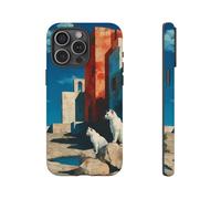 Andriez Cats on the Road in stile Giorgio de Chirico - Custodia rigida opaca - Compatibile con iPhone 15 Pro Max