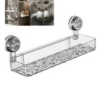 Androf Acrylic Transparent Shower Storage, Raidley No Drill Clear Wall Caddy Large Capacity, Drainage, Raidley Easymount Bathroom Storage Shelf (Rectangle-Silver)