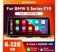 Android 12 128GB 12.3 pollici 1920*720P Lettore multimediale per auto per BMW Serie 5 F10 F11 2011-2016 CIC NBT IPS Navigazione GPS 4G Wifi NBT 2-32GB Camera