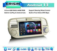 Android 13 8-Core 64GB Autoradio GPS DAB+ DSP CarPlay per Fiat 500/500C/500S BT