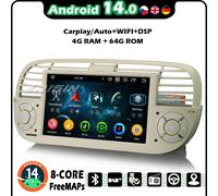 Android 14 64GB Autoradio Fiat 500 500C 500S 500E Carplay Navigatore DAB+FM WIFI