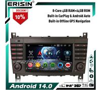 Android 14 8-Core 64GB Autoradio GPS DAB+ WiFi Mercedes Classe C/CLC/G W203 W463