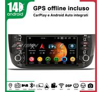 Android 14 Autoradio Carplay Bluetooth Fiat Grande Punto Linea FM Radio GPS 64GB