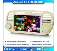 Android 14 Autoradio Fiat 500 2008-2015 DAB+Navi FM WiFi GPS 32GB CarPlay 8-Core
