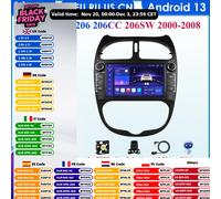 Android 14 Autoradio per Peugeot 206 206CC 206SW Lettore video multimediale Navigazione GPS Carplay QLED Touch Screen Auto Stereo 8G