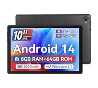 Android 14 Tablet, Tablet 10 pollici, processore Octa-core, 8 GB + 64 GB (TF 1TB), Android Tablet 1280 x 800 HD IPS Tablet Wi-Fi 6 Model/Widevine L1/5000 mAh/Dual Camera/Face ID Tablet PC (nero)