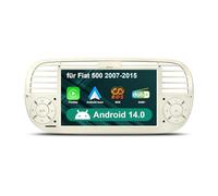 Android 14 Wireless Carplay Autoradio per Fiat 500 2007-2015 con 7 pollici IPS Touchscreen, supporto GPS Navi WiFi Bluetooth4.0 FM RDS SWC DAB+Android Auto Cream 2GB+32GB