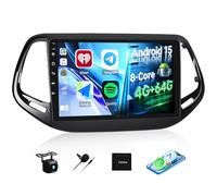 Android 15, 4G+64G 8Core GOHHDL Autoradio Qualcomm per Jeep Compass 2017-2020 con Navi Carplay Android Auto, Schermo Auto da 9 pollici 2Din con GPS WIFI Bluetooth FM/RDS radio DSP SWC Retrocamera+MIC