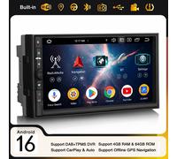 Android 16 2Din Autoradio CarPlay 64GB WiFi 4G DAB+ USB 7" Navigatore per Nissan