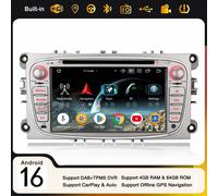 Android 16 Autoradio Ford Focus S/C-Max Mondeo Galaxy Navi CarPlay 64GB DVD Wifi