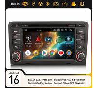 Android 16 Autoradio per Audi A3 S3 RS3 RNSE-PU Navi CarPlay WiFi DAB+ DVD 64GB