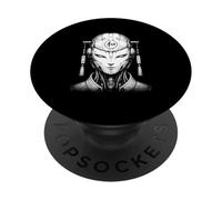 Android futuristico e Harmony Cyber Samurai AI PopSockets PopGrip Adesivo