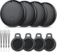 Android Smart Tag, Tracker con Google's Find Hub (Solo Android), IP68 Impermeabile, Bluetooth Localizzatore con Custodia Protettiva, Trova Oggetti per Chiavi/Bagagli/Portafogli, 4 Nero