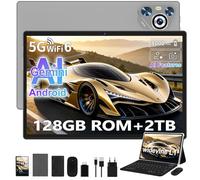 【Android Tablet 10 Pollici】 10" FHD IPS, 128GB ROM + Espandibile 2TB TF, Gemini AI, Octa-Core, 8000mAh, WiFi 5G, Widevine L1, 5MP+8MP, Tablet con Tastiera, Mouse e Custodia Protettiva Inclusi (Grigio)