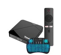 Android TV Box 14.0, scatola con tastiera wireless, scatola Android con amlogic S905W5 Quad Core 64 bit CPU, AV1 4K 3D USB 3.0 BT 4.2 TV Box,4GB+32GB