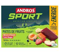 ANDROS Astuccio con varie paste di frutta (3 frutti rossi/3 banane/albicocche), 6 x 30 g
