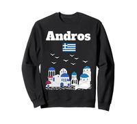 Andros Greek Island Souvenir architettura greca bandiera Grecia Felpa